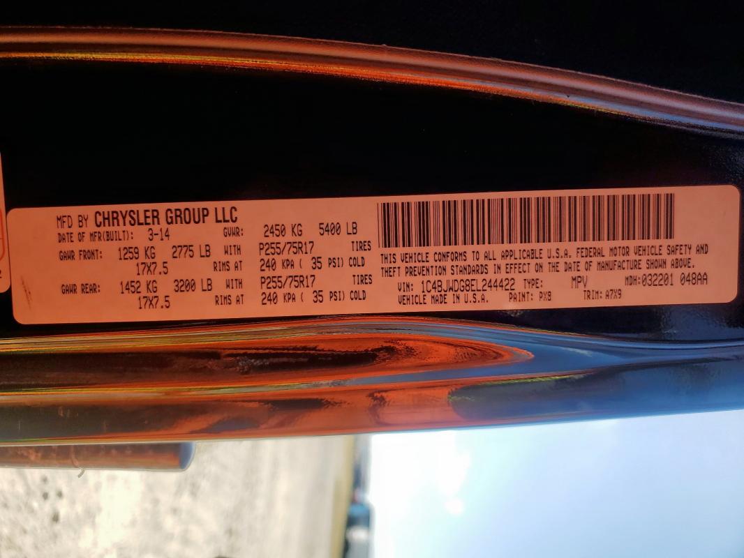 1C4BJWDG8EL244422 - 2014 JEEP WRANGLER U SPORT BLACK photo 12