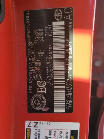 2T1KR32E17C660167 - 2007 TOYOTA COROLLA MA XR RED photo 13