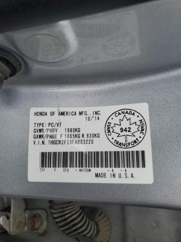 1HGCR2F59FA803220 - 2015 HONDA ACCORD SPORT SILVER photo 13