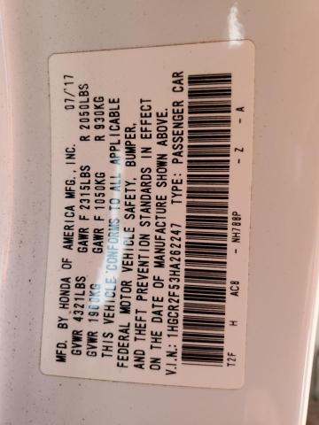 1HGCR2F53HA262247 - 2017 HONDA ACCORD SPORT WHITE photo 12