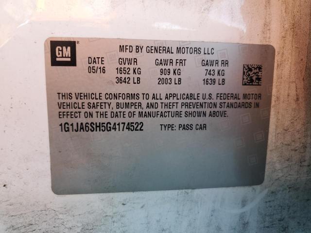 1G1JA6SH5G4174522 - 2016 CHEVROLET SONIC LS WHITE photo 12