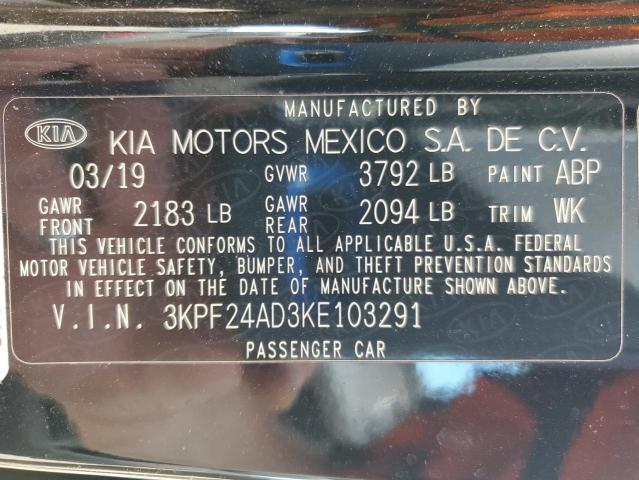 3KPF24AD3KE103291 - 2019 KIA FORTE FE 黑色 照片 13