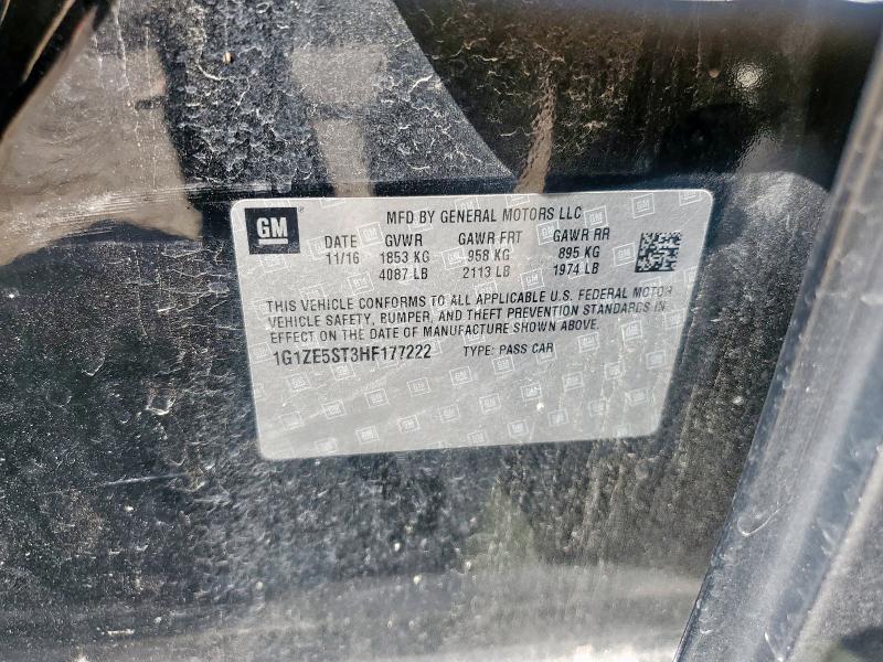 1G1ZE5ST3HF177222 - 2017 CHEVROLET MALIBU LT BLACK photo 12