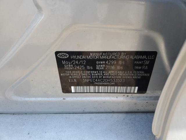 5NPEC4AC2DH533523 - 2013 HYUNDAI SONATA SE 银色 照片 12