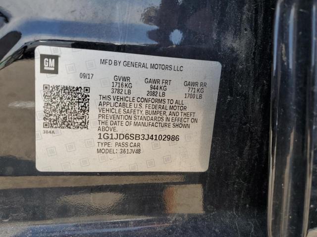 1G1JD6SB3J4102986 - 2018 CHEVROLET SONIC LT BLACK photo 12