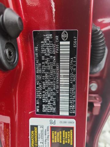 4T1BF1FK4HU629931 - 2017 TOYOTA CAMRY LE RED photo 12