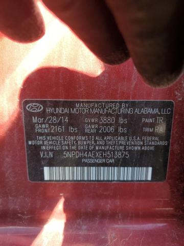 5NPDH4AEXEH513875 - 2014 HYUNDAI ELANTRA SE RED photo 12