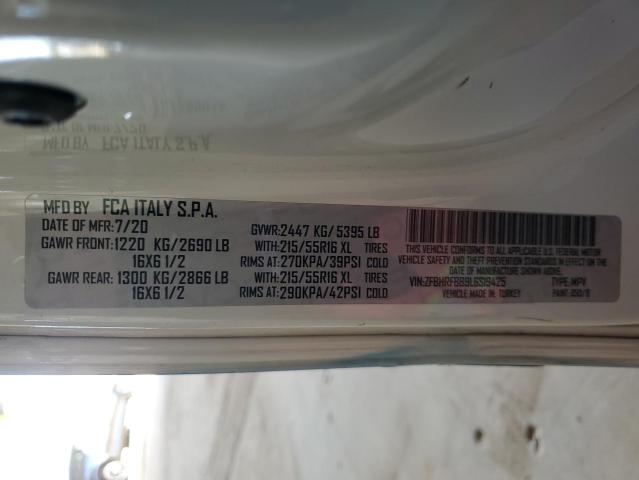 ZFBHRFBB9L6S19425 - 2020 RAM PROMASTER SLT BLUE photo 12