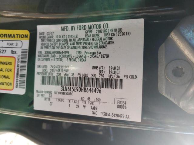 3LN6L5E90HR644496 - 2017 LINCOLN MKZ RESERVE შავი ფოტო 10