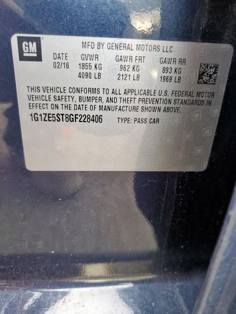 1G1ZE5ST8GF228406 - 2016 CHEVROLET MALIBU LT GRAY photo 12