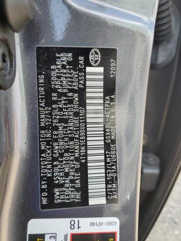 4T1BK1EB9DU011107 - 2013 TOYOTA AVALON BASE Մոխրագույն լուսանկար 12