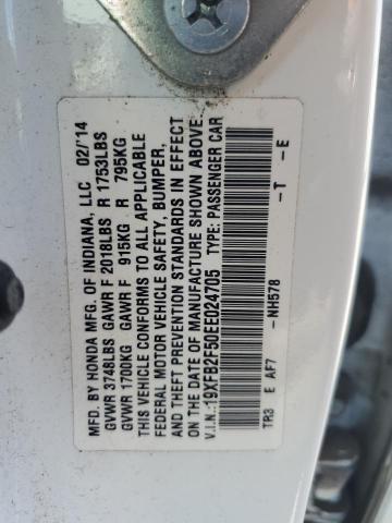 19XFB2F50EE024705 - 2014 HONDA CIVIC LX WHITE photo 13