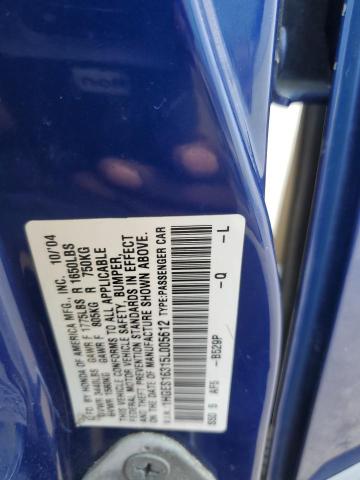 1HGES16315L005612 - 2005 HONDA CIVIC DX VP BLUE photo 13