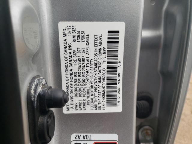 2HKRM4H70DH608033 - 2013 HONDA CR-V EXL SILVER photo 12