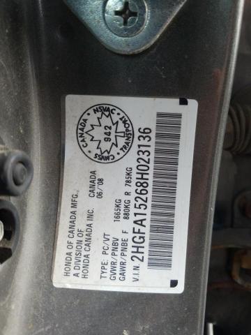 2HGFA15268H023136 - 2008 HONDA CIVIC DX 灰色 照片 12