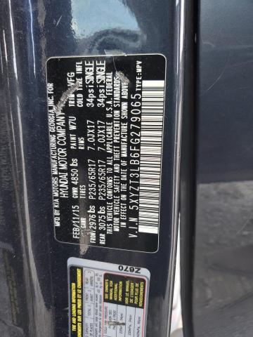 5XYZT3LB6FG279065 - 2015 HYUNDAI SANTA FE S BLUE photo 12