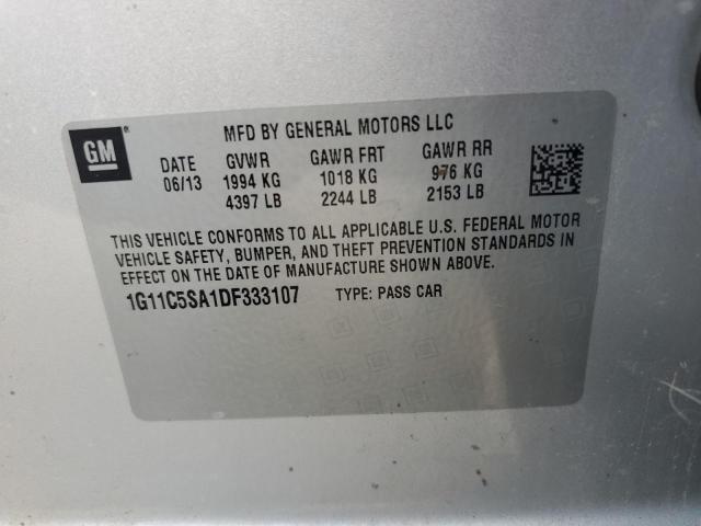 1G11C5SA1DF333107 - 2013 CHEVROLET MALIBU 1LT 银色 照片 13