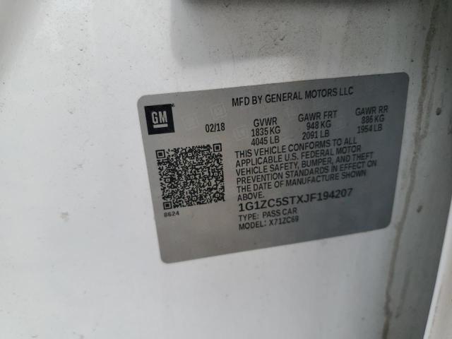 1G1ZC5STXJF194207 - 2018 CHEVROLET MALIBU LS 白色 照片 12