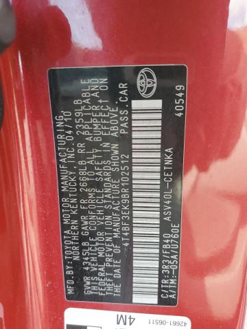 4T4BF3EK9BR102512 - 2011 TOYOTA CAMRY BASE Rot Foto 12