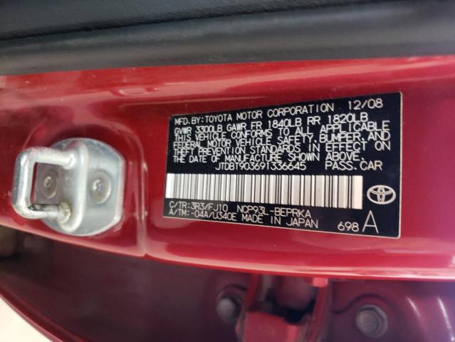 JTDBT903691336645 - 2009 TOYOTA YARIS RED photo 12