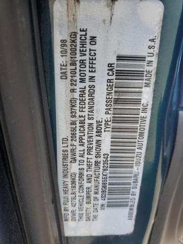 4S3BG6855X7623543 - 1999 SUBARU LEGACY OUTBACK GREEN photo 12
