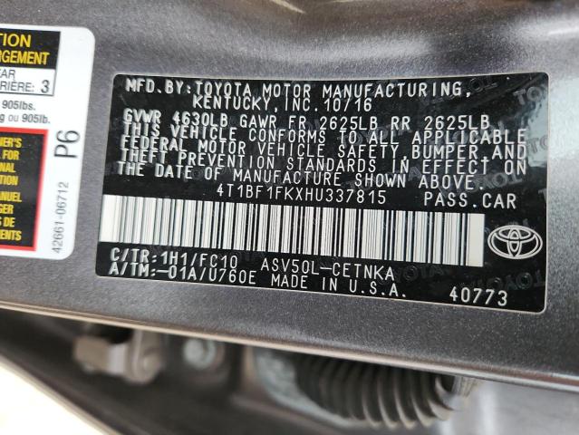 4T1BF1FKXHU337815 - 2017 TOYOTA CAMRY LE GRAY photo 13