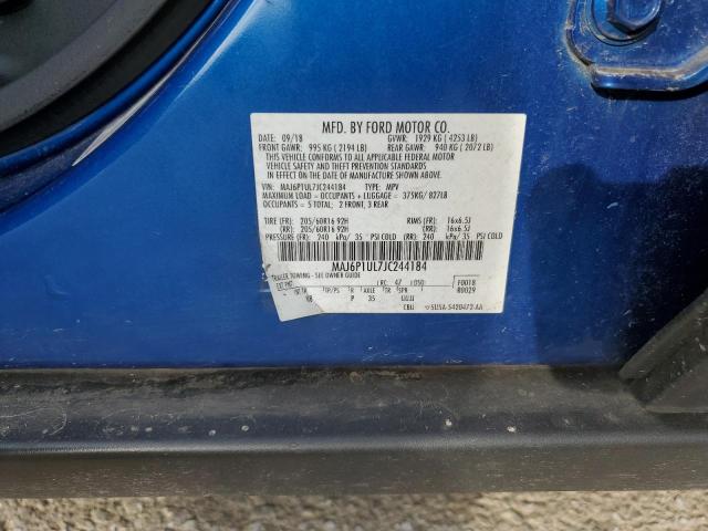 MAJ6P1UL7JC244184 - 2018 FORD ECOSPORT SE Կապույտ լուսանկար 12