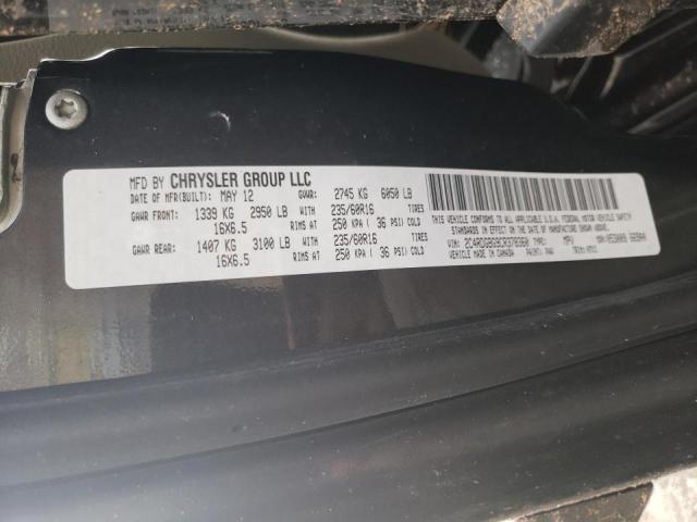 2C4RDGBG9CR378360 - 2012 DODGE GRAND CARA SE GRAY photo 10