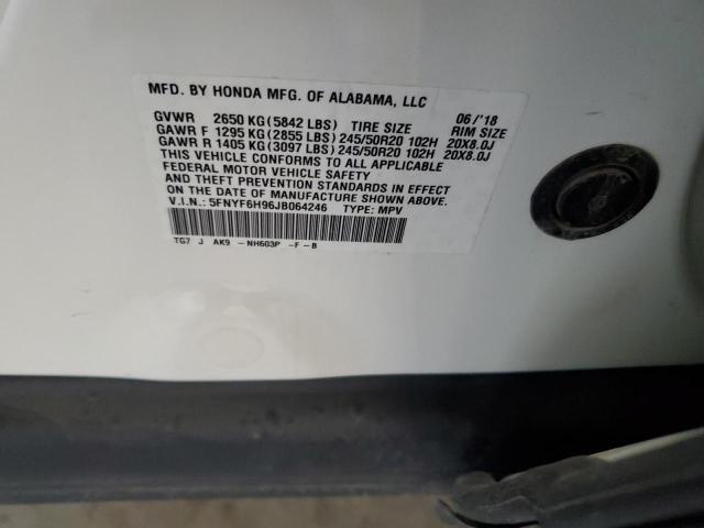 5FNYF6H96JB064246 - 2018 HONDA PILOT TOURING თეთრი ფოტო 13