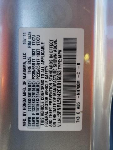 5FNRL5H42CB016063 - 2012 HONDA ODYSSEY EX SILVER photo 13