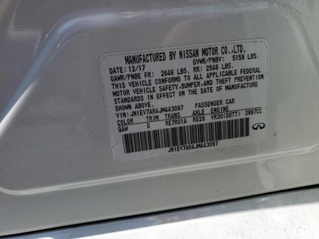 JN1EV7AR4JM443097 - 2018 INFINITI Q50 LUXE WHITE photo 12