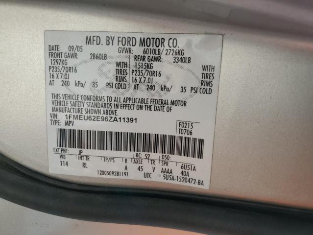 1FMEU62E96ZA11391 - 2006 FORD EXPLORER XLS SILVER photo 12