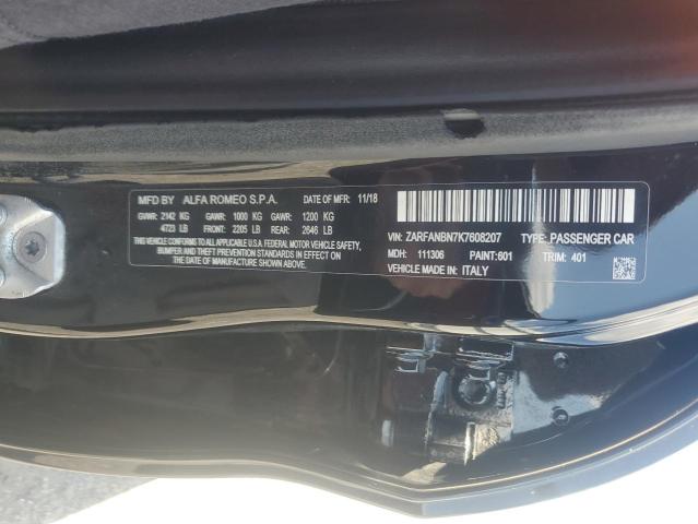 ZARFANBN7K7608207 - 2019 ALFA ROMEO GIULIA TI Negro foto 12
