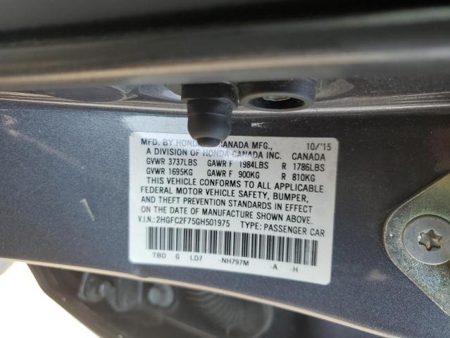 2HGFC2F75GH501975 - 2016 HONDA CIVIC EX GRAY photo 13