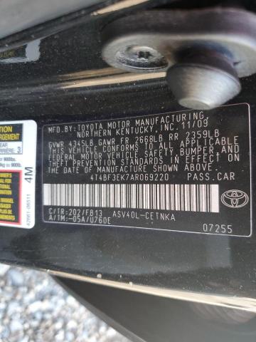 4T4BF3EK7AR069220 - 2010 TOYOTA CAMRY BASE Чорний фото 12