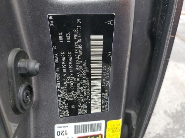 5TDYK3DC2GS748842 - 2016 TOYOTA SIENNA XLE GRAY photo 13