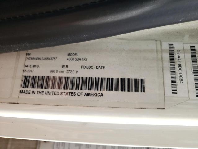 1HTMMMML9JH543757 - 2018 INTERNATIONAL 4000 4300 WHITE photo 13