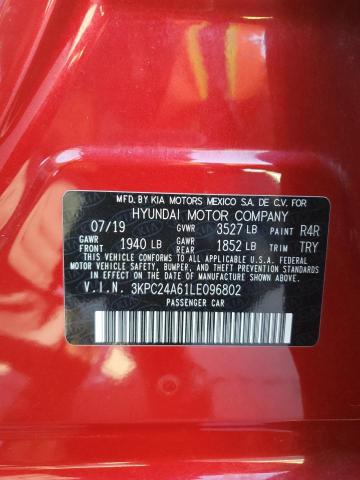 3KPC24A61LE096802 - 2020 HYUNDAI ACCENT SE RED photo 13