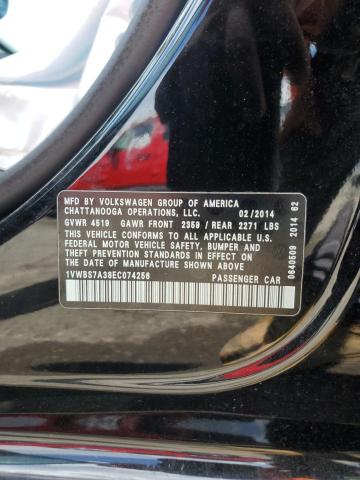 1VWBS7A38EC074256 - 2014 VOLKSWAGEN PASSAT SE BLACK photo 12