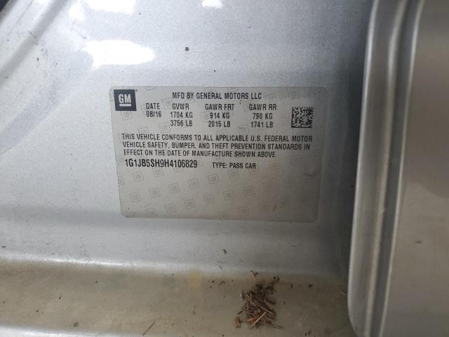 1G1JB5SH9H4106829 - 2017 CHEVROLET SONIC LS 银色 照片 12