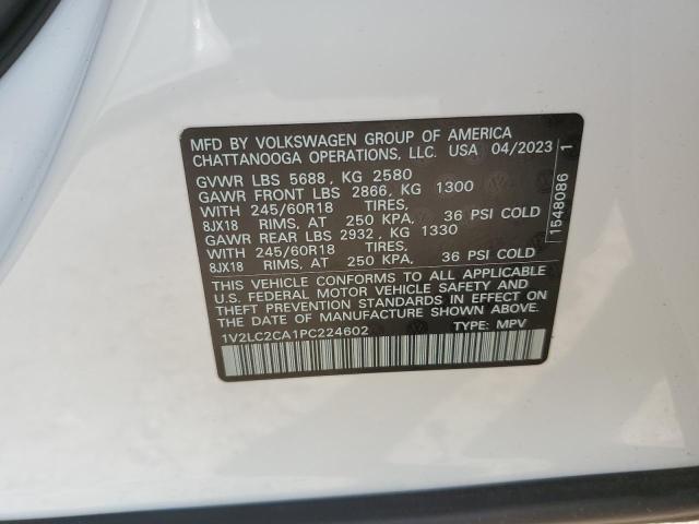 1V2LC2CA1PC224602 - 2023 VOLKSWAGEN ATLAS CROS SE WHITE photo 14