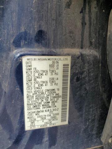 5N1AR18W56C681302 - 2006 NISSAN PATHFINDER LE BLUE photo 12