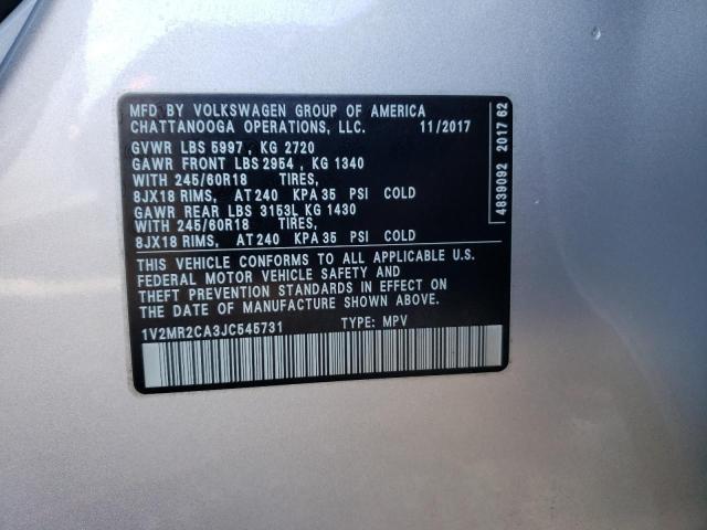 1V2MR2CA3JC545731 - 2018 VOLKSWAGEN ATLAS SEL SILVER photo 14