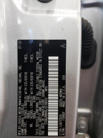 5TDGZRBH0LS518042 - 2020 TOYOTA HIGHLANDER XLE SILVER photo 13