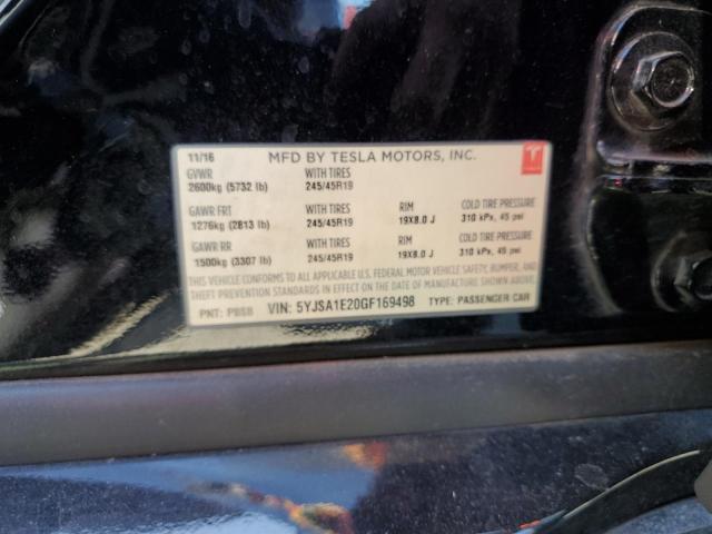 5YJSA1E20GF169498 - 2016 TESLA MODEL S Negro foto 12