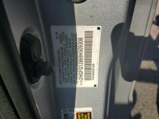2HGFG12869H509308 - 2009 HONDA CIVIC EX SILVER photo 13