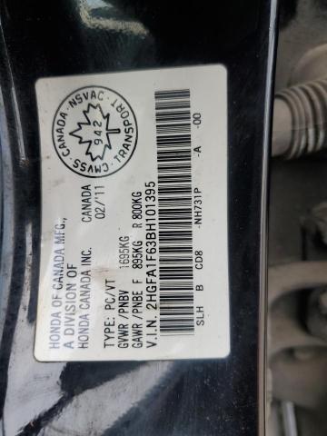 2HGFA1F63BH101395 - 2011 HONDA CIVIC LX-S 黑色 照片 12