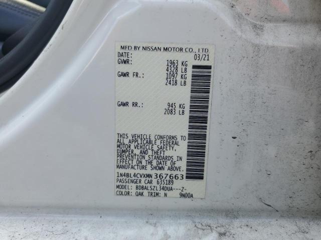 1N4BL4CVXMN367663 - 2021 NISSAN ALTIMA SR 白色 照片 13