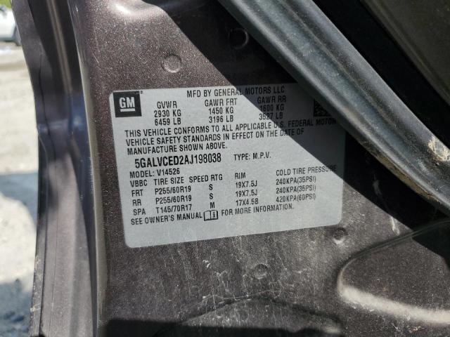 5GALVCED2AJ198038 - 2010 BUICK ENCLAVE CXL BROWN photo 13