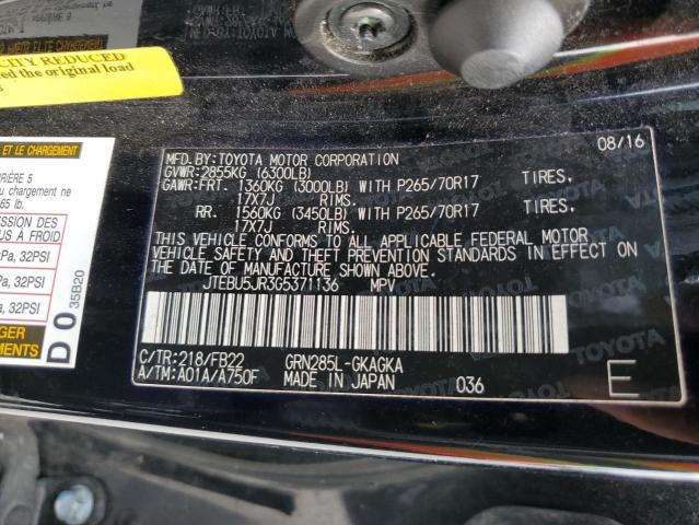 JTEBU5JR3G5371136 - 2016 TOYOTA 4RUNNER SR5/SR5 PREMIUM 黑色 照片 13